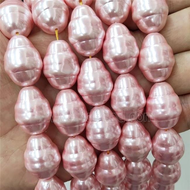 Pearlized Shell Teardrop Beads Pink