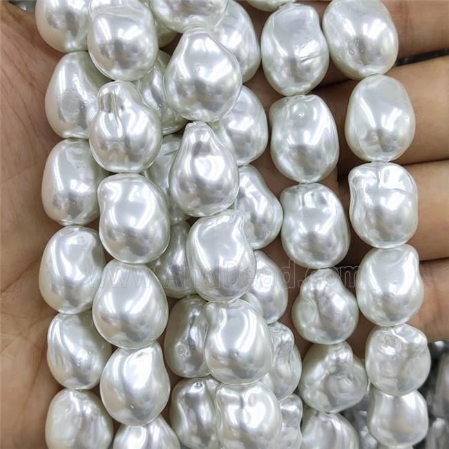 Baroque Style White Pearlized Shell Beads Freeform