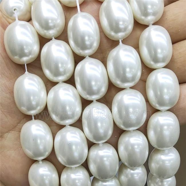 White Pearlized Shell Beads Barrel