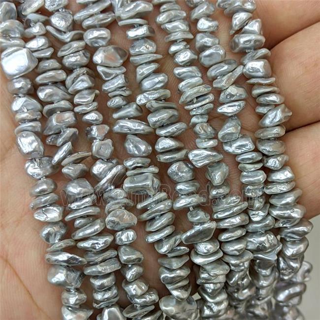 Gray Pearlized Shell Chips Beads Freeform