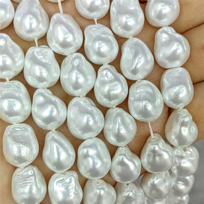 White Pearlized Porcelain Beads Freeform