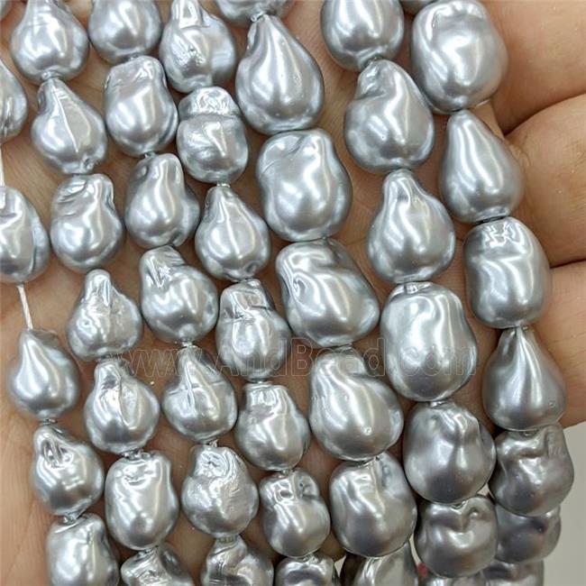 Baroque Style Pearlized Shell Beads SilverGray Freeform