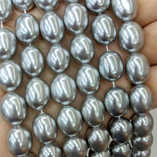 Baroque Style Pearlized Shell Beads Silver Gray Barrel