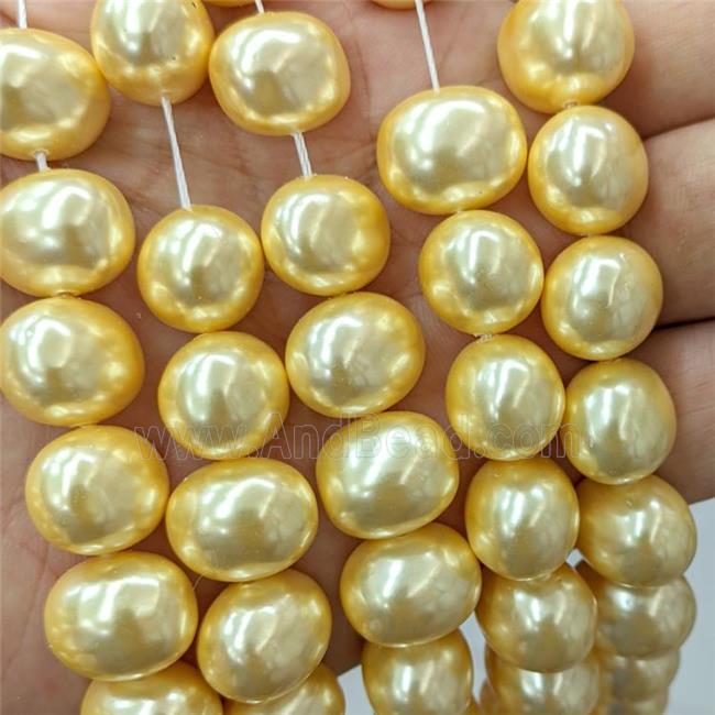 Yellow Pearlized Shell Potato Beads