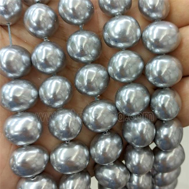 Silvergray Pearlized Shell Potato Beads