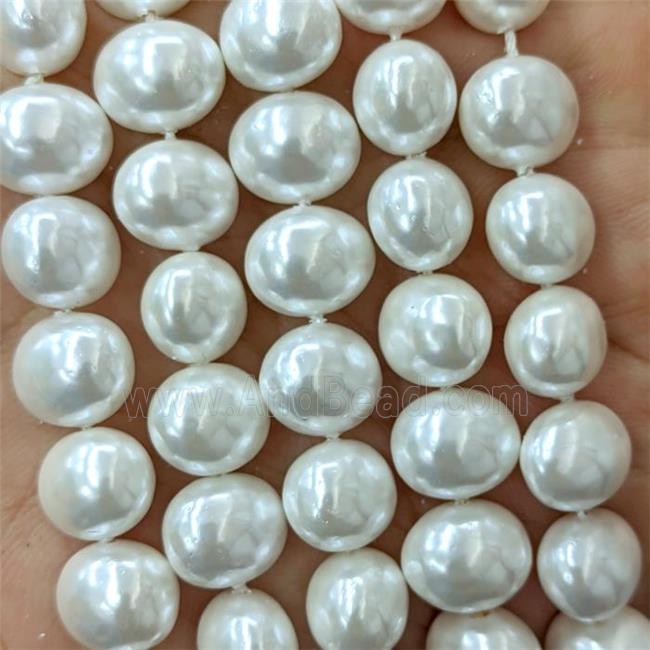 White Pearlized Shell Potato Beads