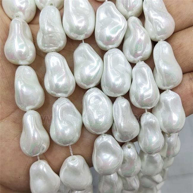 Baroque Style White Pearlized Shell Beads Freeform