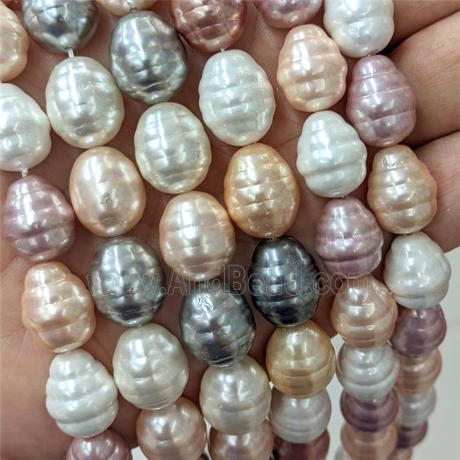 Baroque Style Pearlized Shell Barrel Beads Screw Mixed Color Dye