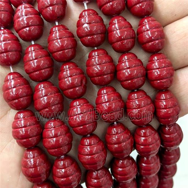 Baroque Style Pearlized Shell Barrel Beads Screw Red Dye