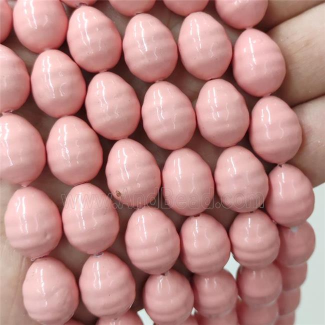 Baroque Style Pearlized Shell Barrel Beads Screw Pink Dye