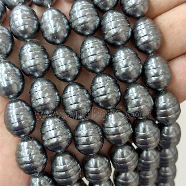 Baroque Style Pearlized Shell Barrel Beads Screw Black Dye