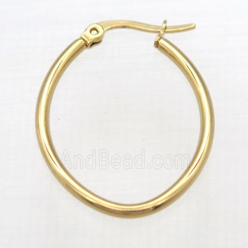 stainless steel Hoop Earrings, oval, gold plated