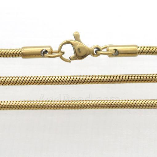 Stainless Steel Necklace Chain, Snake, Gold Plated