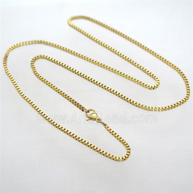stainless steel necklace chain, box, gold plated