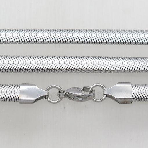 raw Stainless Steel Necklace Chain, flat snake