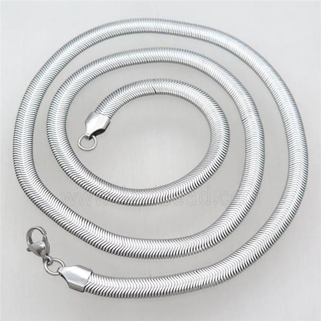 raw Stainless Steel Necklace Chain, flat snake
