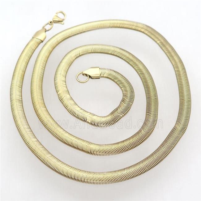 Stainless Steel Necklace Chain, gold plated, flat snake