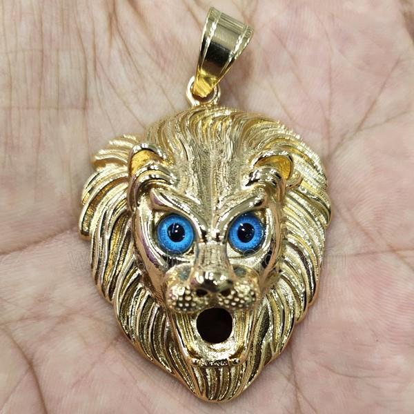 Stainless Steel Lionhead Pendant, Gold Plated