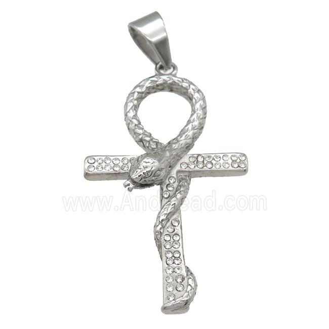 stainless steel snake cross pendant