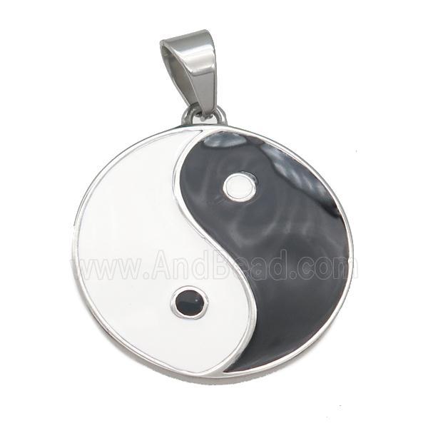 stainless steel Taichi pendant, enamel