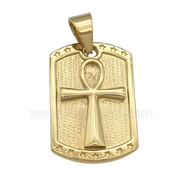 stainless steel cross pendant, gold plated