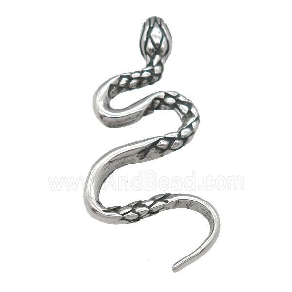 stainless steel snake pendant, antique silver