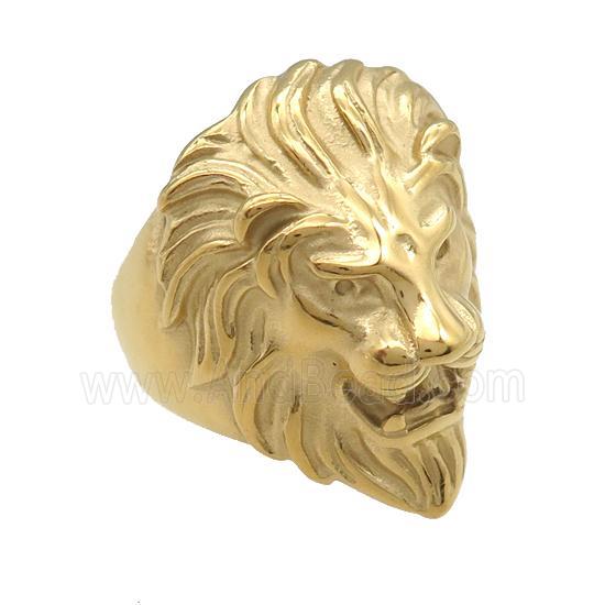stainless steel Lion Ring, gold plated