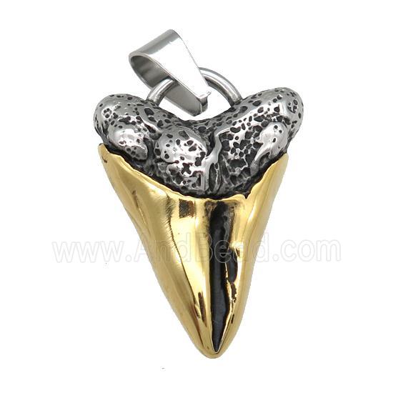 stainless steel shark-tooth pendant, gold plated