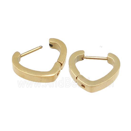 stainless steel Latchback Earring, heart, gold plated