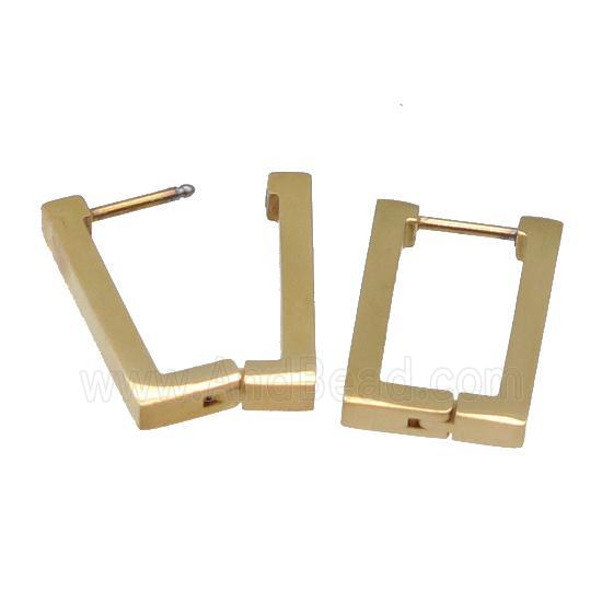 stainless steel Latchback Earring, rectangle, gold plated