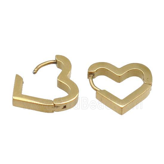 stainless steel Latchback Earring, heart, gold plated