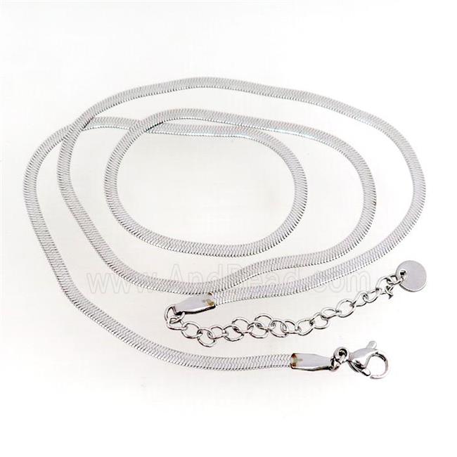 stainless steel necklace Chain, snakeskin, platinum plated