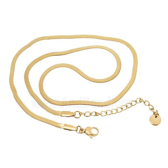 stainless steel necklace Chain, snakeskin, gold plated