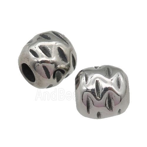 Stainless Steel barrel Beads, antique silver