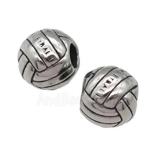 Stainless Steel round Beads, antique silver