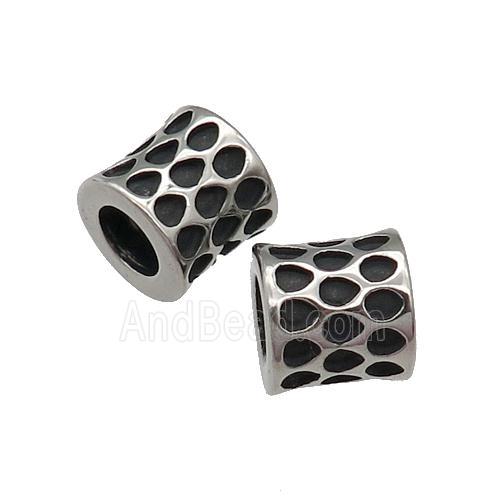 Stainless Steel Bamboo European Beads, large hole, antique silver
