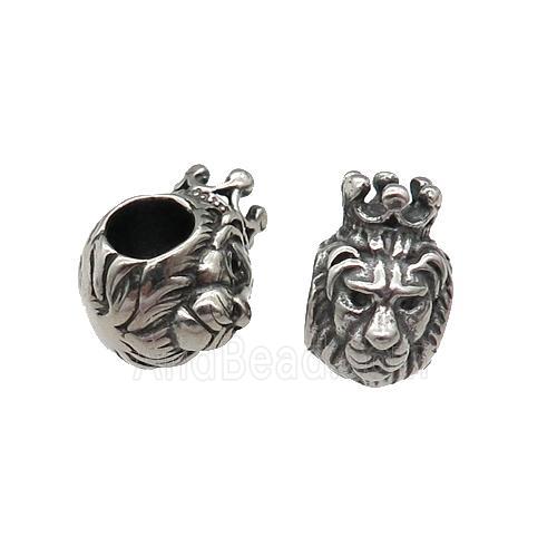 Stainless Steel Lion Beads, large hole, antique silver