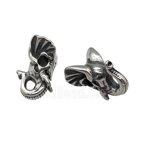 Stainless Steel elephant Beads, antique silver