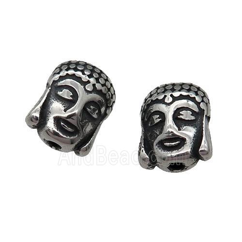 Stainless Steel buddha Beads, antique silver