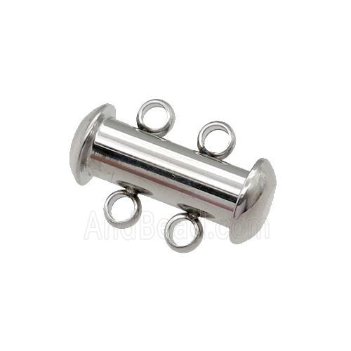 raw Stainless Steel Magnetic Clasp, 2-Strand Slide Tube
