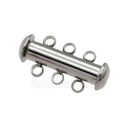 raw Stainless Steel Magnetic Clasp, 3-Strand Slide Tube