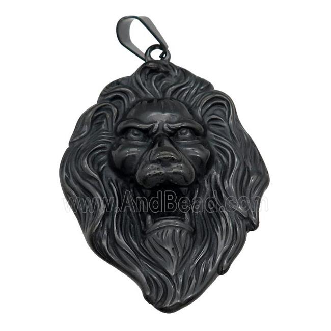 Stainless Steel Lion pendant, black plated