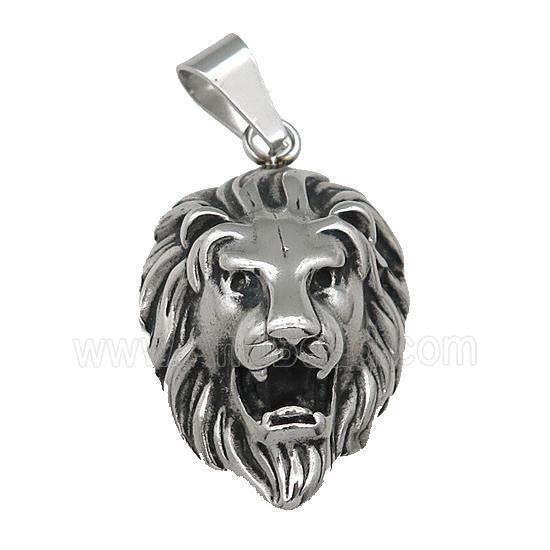 raw Stainless Steel charm Lion pendant