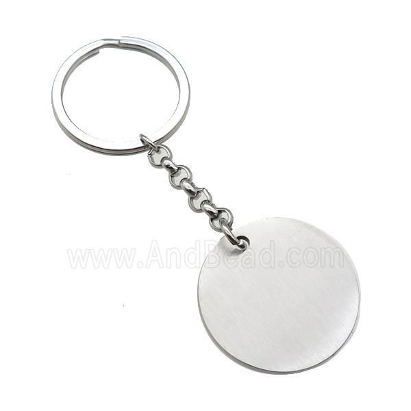 raw Stainless Steel keychain pendant circle