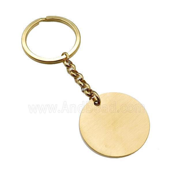 Stainless Steel keychain pendant circle gold plated