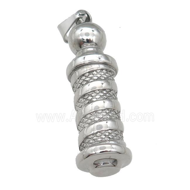raw Stainless Steel column pendant