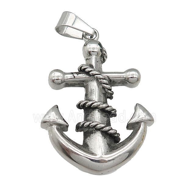 Stainless Steel anchor charm pendant antique silver