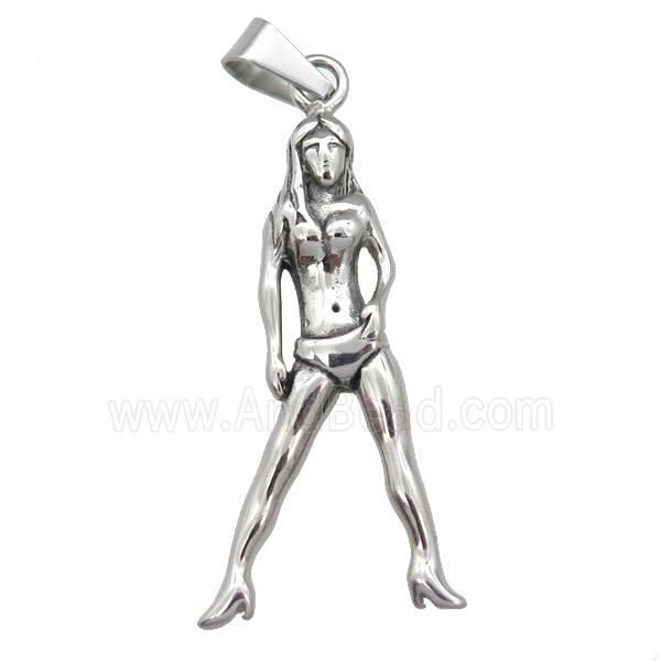 Stainless Steel beauty pendant model antique silver