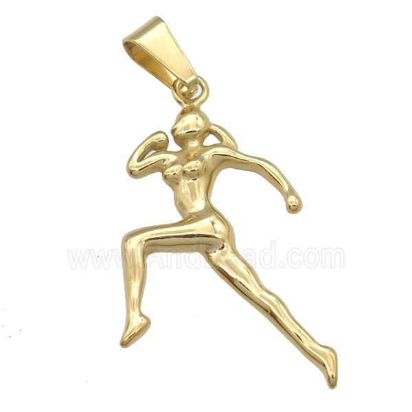 Stainless Steel Runner charm pendant beauty gold plated