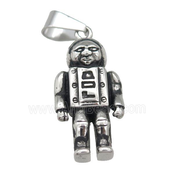 Stainless Steel astronaut pendant antique silver